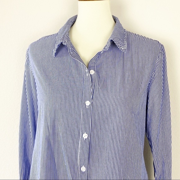 Sanctuary Tie Lace Top Pinstriped Blue Size S - Picture 4 of 8